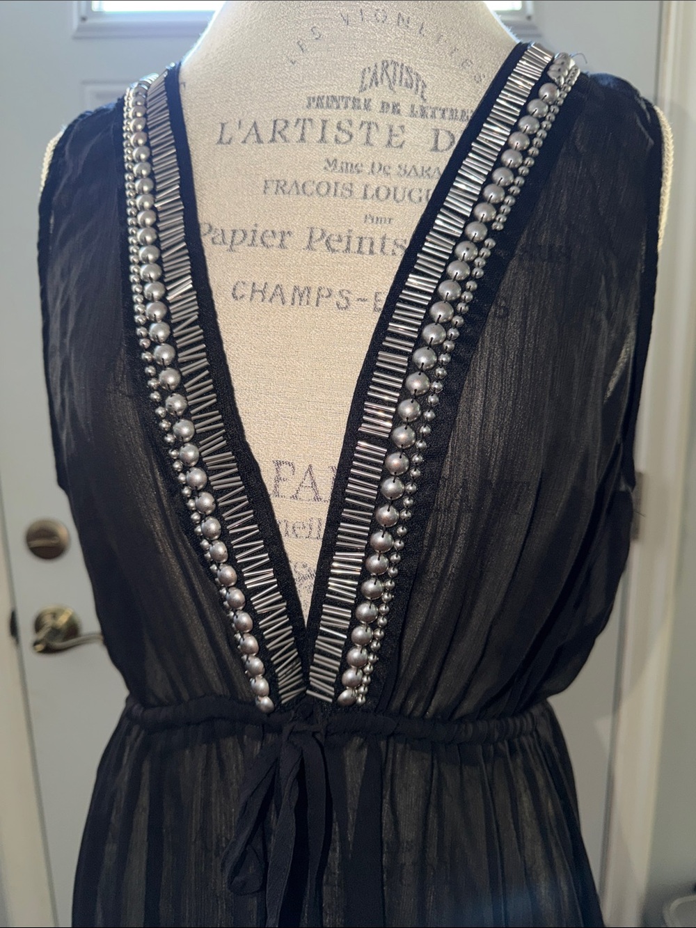 Anthropologie Black Beaded Maxi Dress - Picture 3 of 4